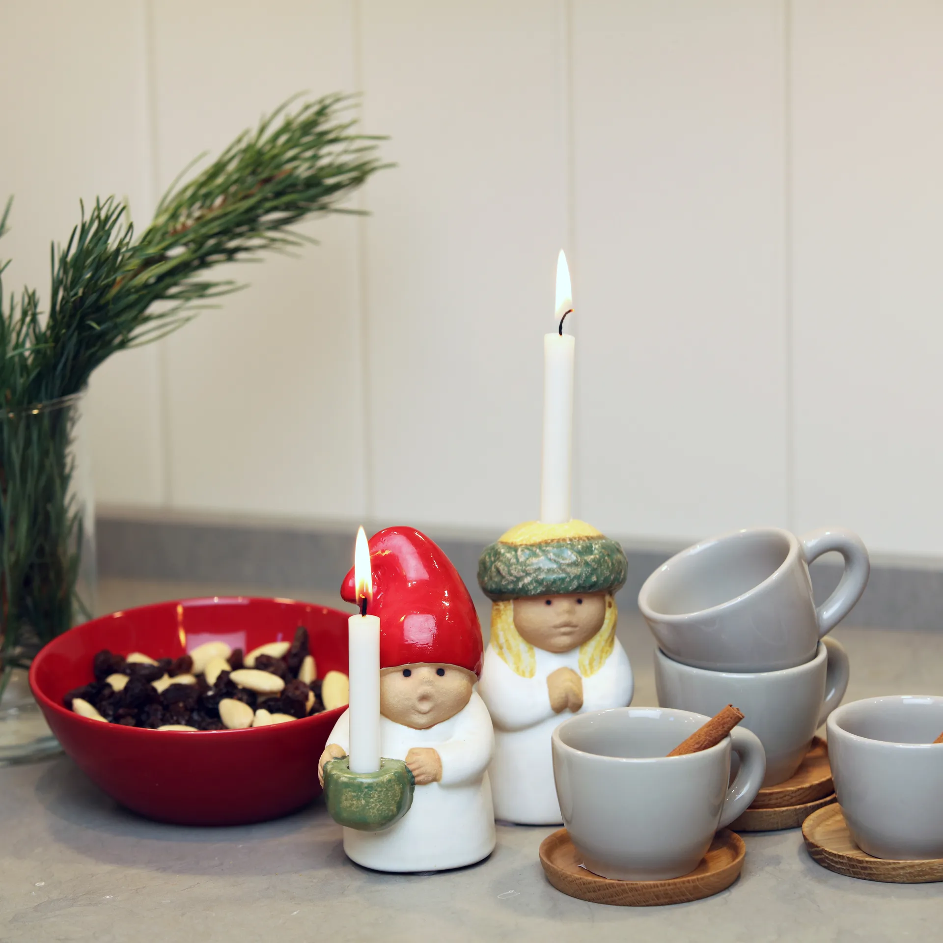 Lucia figurin, white-green Rörstrand | ロールストランド