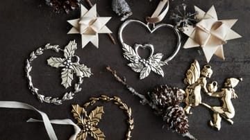 Karen Blixen ハンギング クリスマスオーナメント double heart - Silver plated - Rosendahl | ローゼンダール