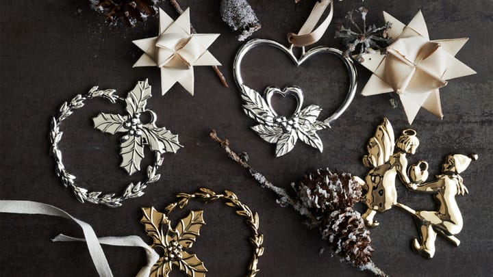 Karen Blixen ハンギング クリスマスオーナメント double heart, Silver plated Rosendahl | ローゼンダール