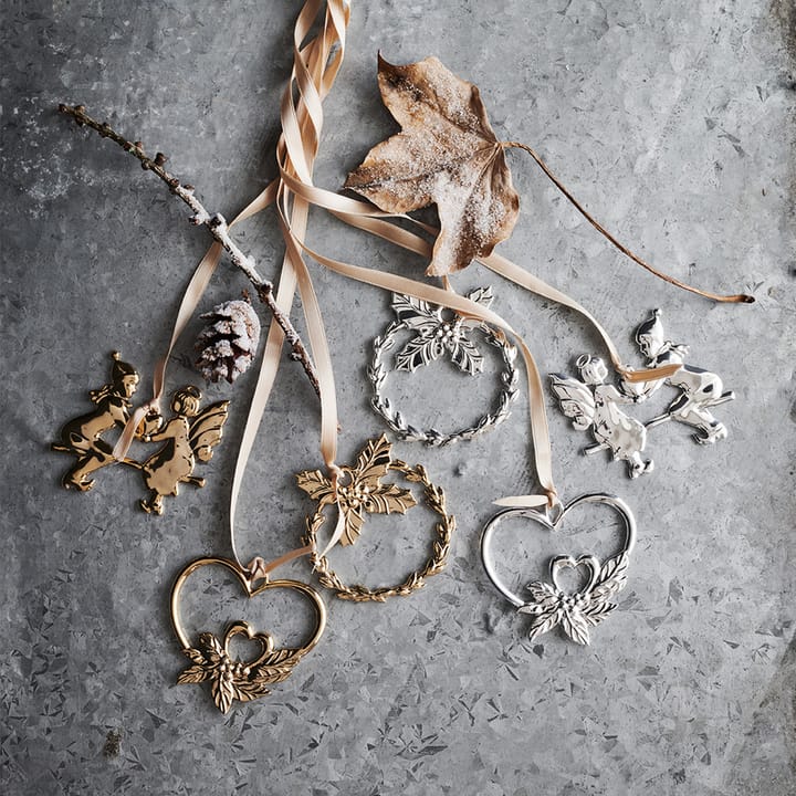 Karen Blixen ハンギング クリスマスオーナメント double heart, Silver plated Rosendahl | ローゼンダール