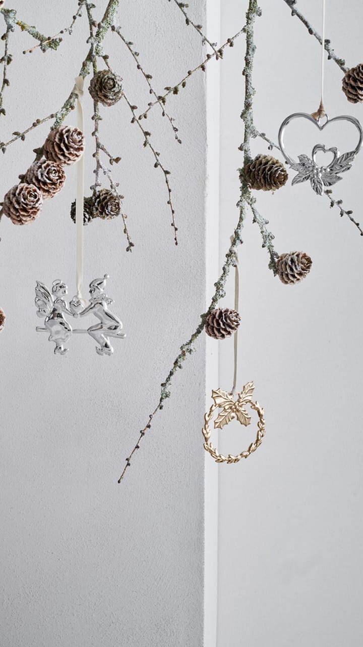 Karen Blixen ハンギング クリスマスオーナメント double heart, Silver plated Rosendahl | ローゼンダール