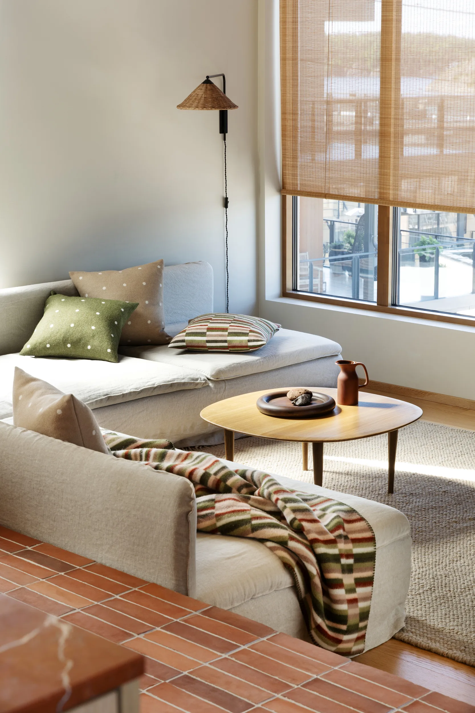 Ida ブランケット 135x200 cm, Olive burgundy Røros Tweed