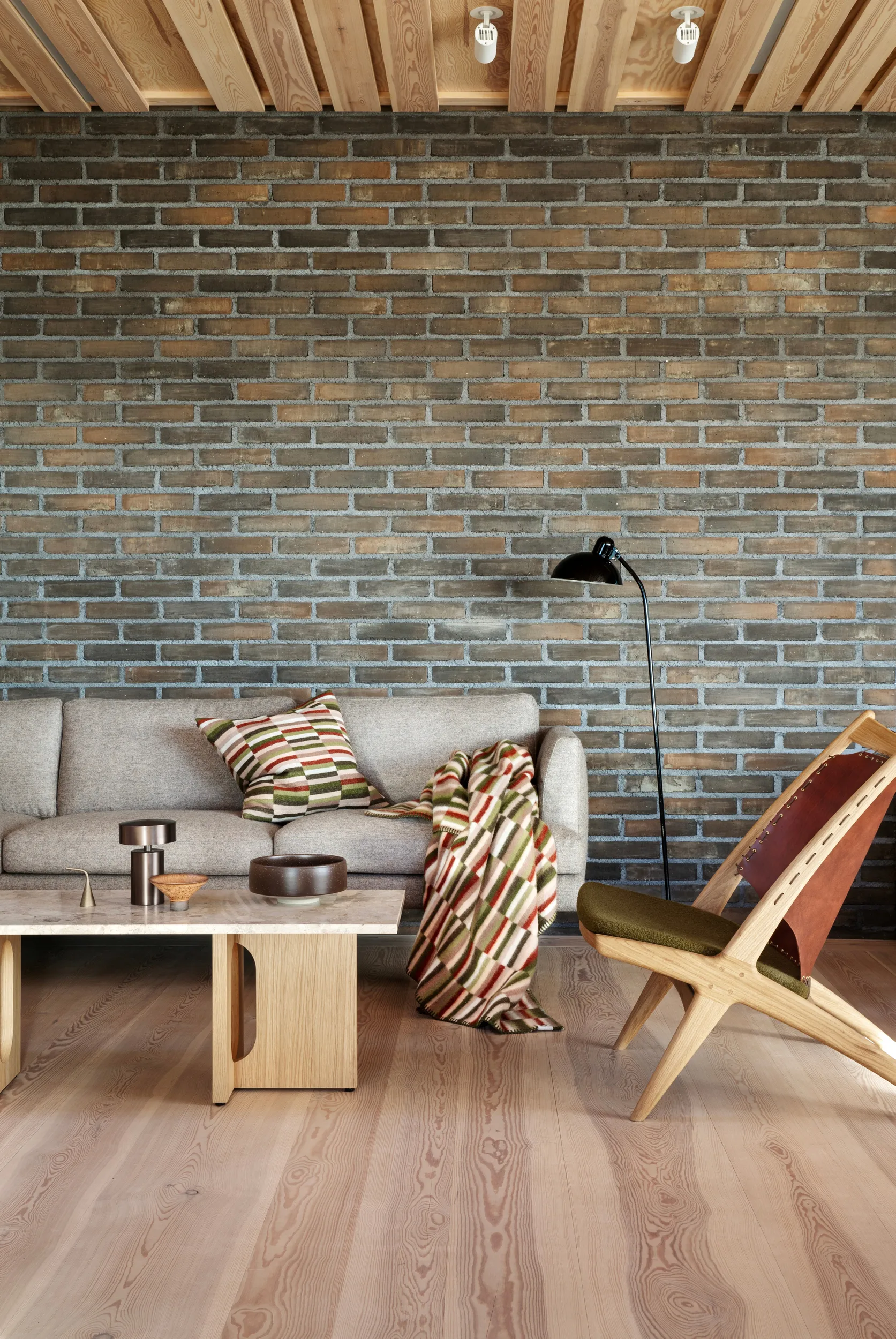 Ida ブランケット 135x200 cm, Olive burgundy Røros Tweed