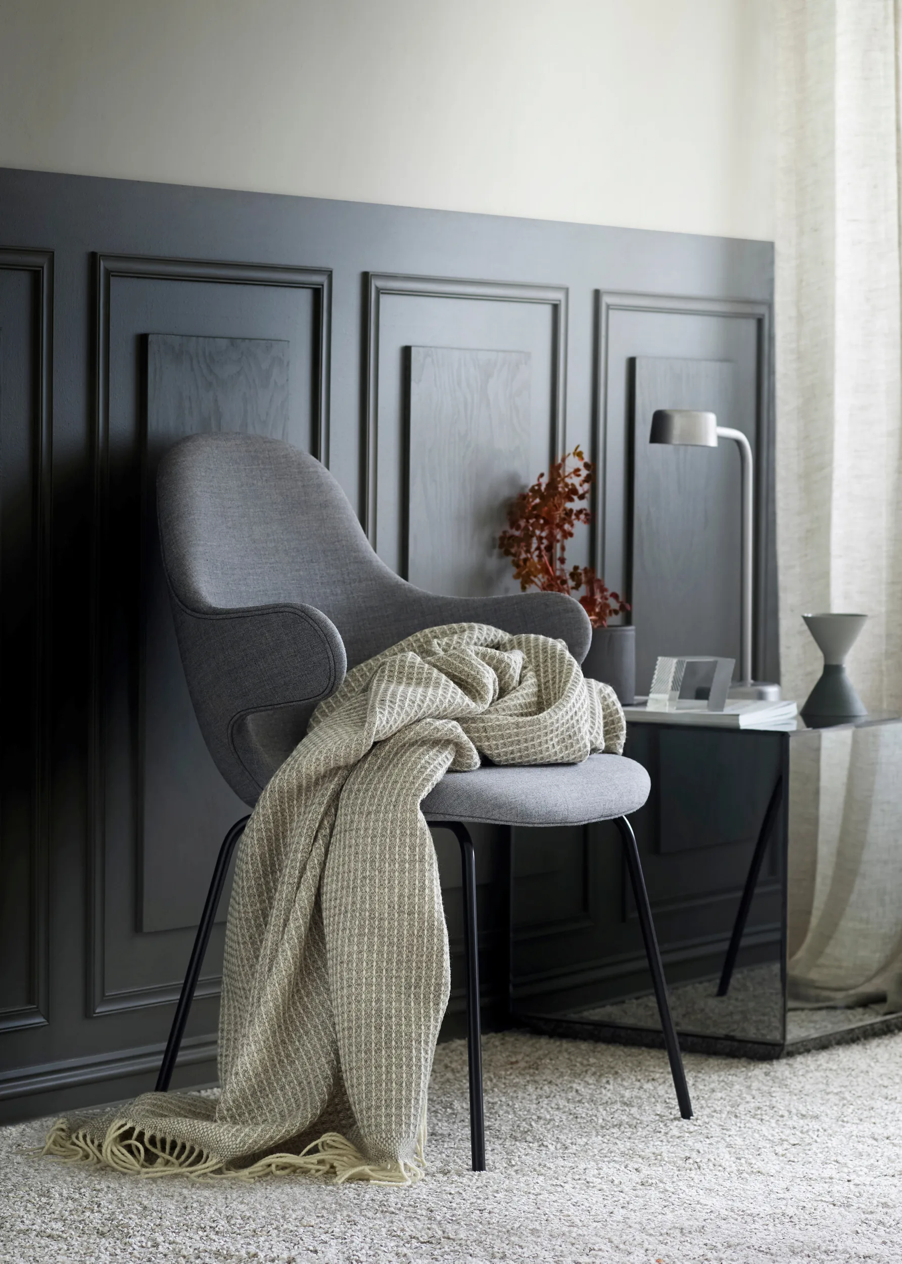 Vega スロー 150x210 cm, Grey Røros Tweed