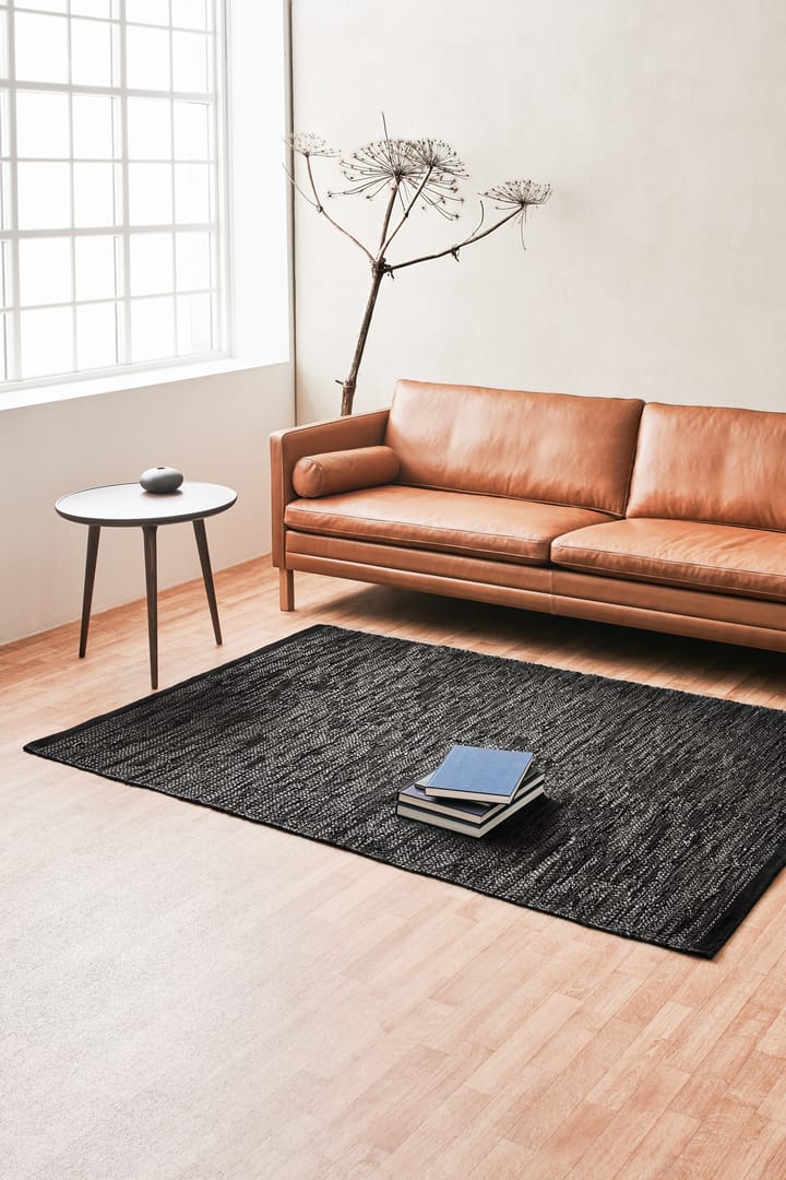 レザー ラグ  65x135 cm, black (black) Rug Solid | ラグソリッド