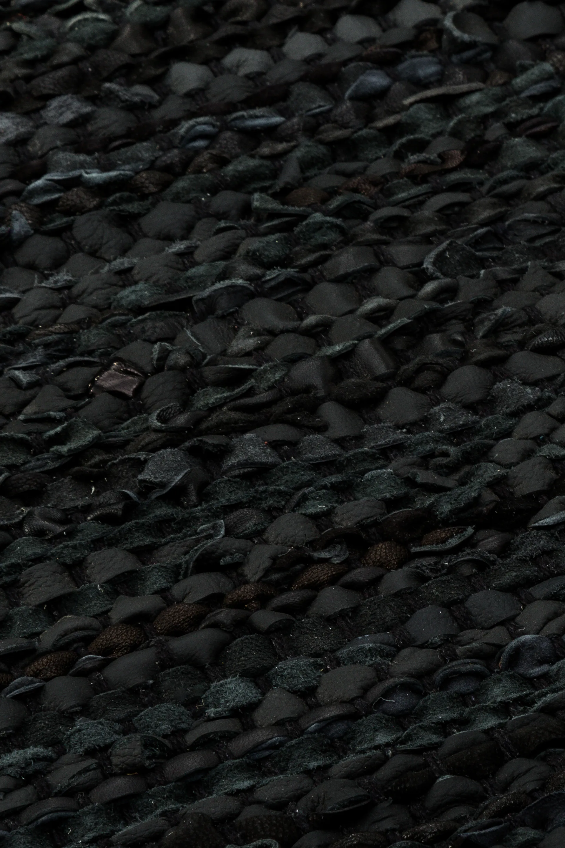 レザー ラグ  65x135 cm, black (black) Rug Solid | ラグソリッド