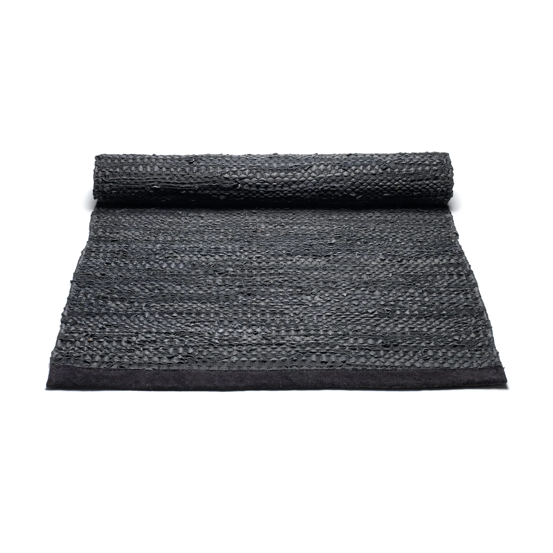 レザー ラグ  65x135 cm, black (black) Rug Solid | ラグソリッド