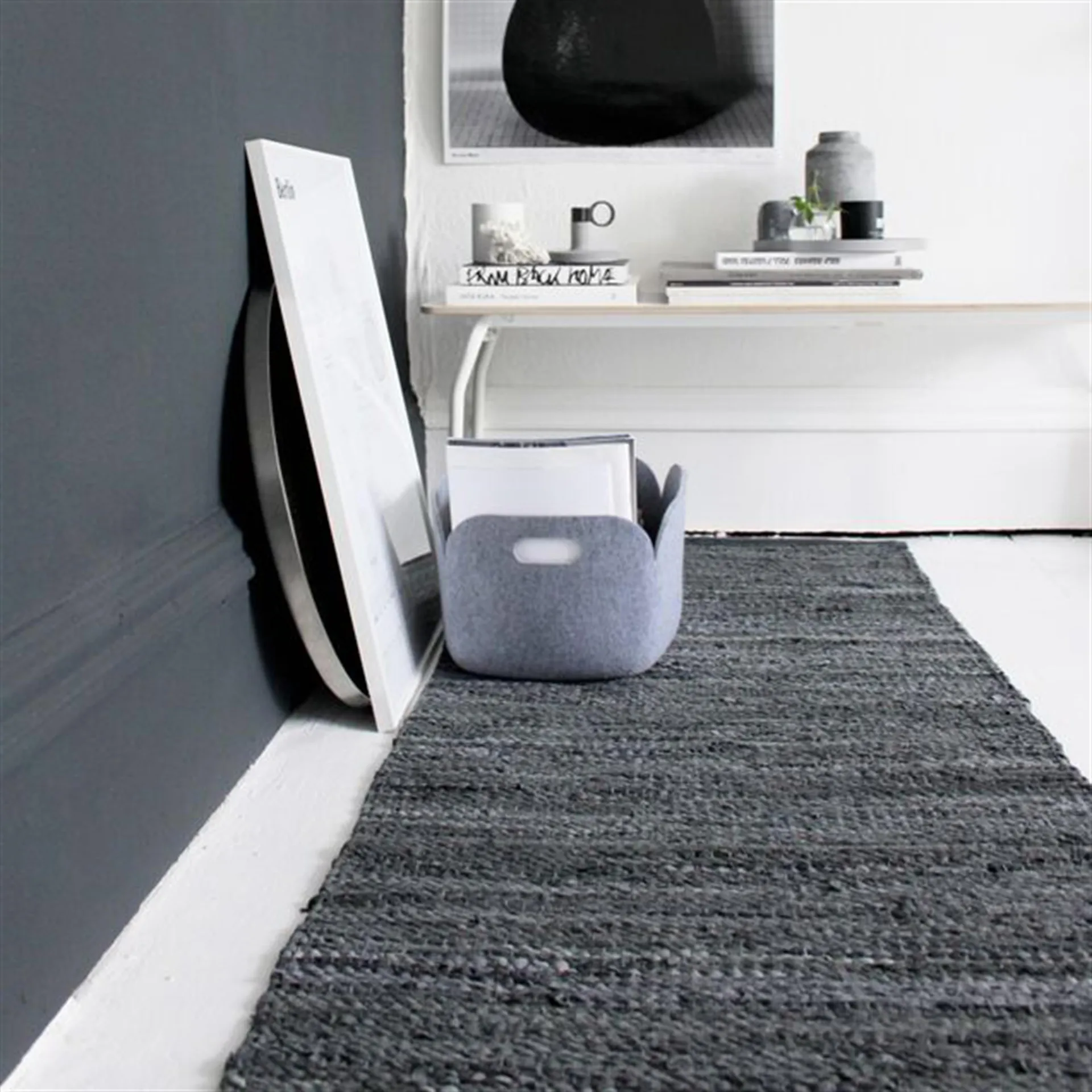 レザー ラグ  65x135 cm, black (black) Rug Solid | ラグソリッド