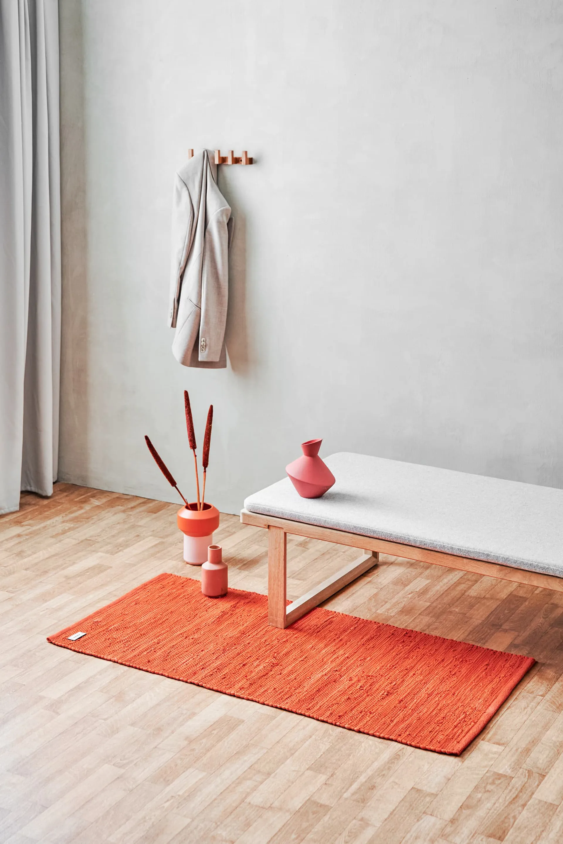 コットンラグ  65x135 cm, solar orange (orange) Rug Solid | ラグソリッド