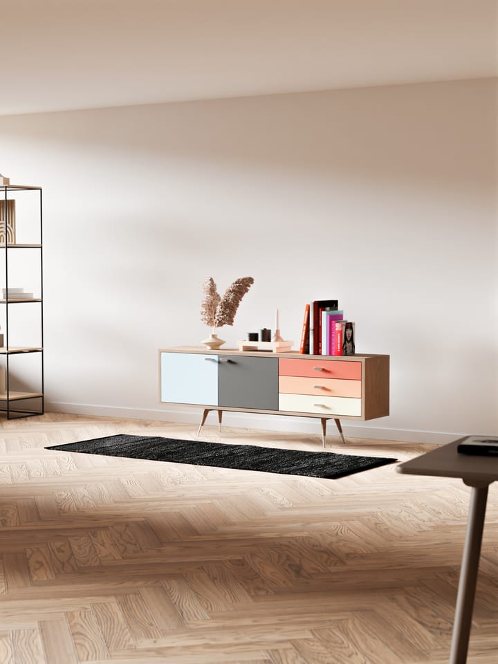 レザー ラグ  75x200 cm, black (black) Rug Solid | ラグソリッド