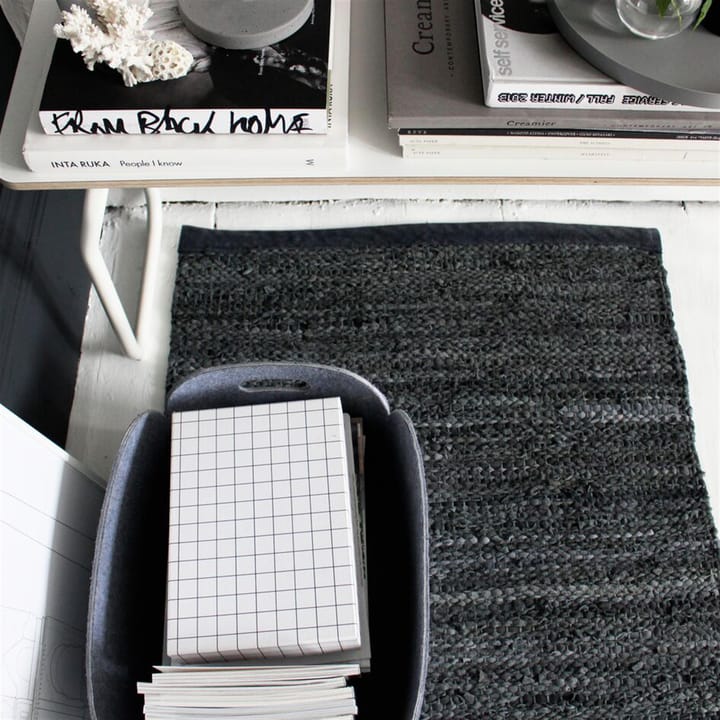 レザー ラグ  75x200 cm, black (black) Rug Solid | ラグソリッド