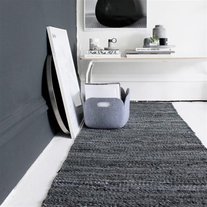 レザー ラグ  75x200 cm, black (black) Rug Solid | ラグソリッド