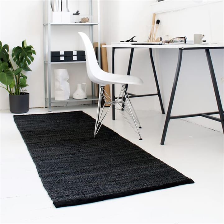レザー ラグ  75x200 cm, black (black) Rug Solid | ラグソリッド