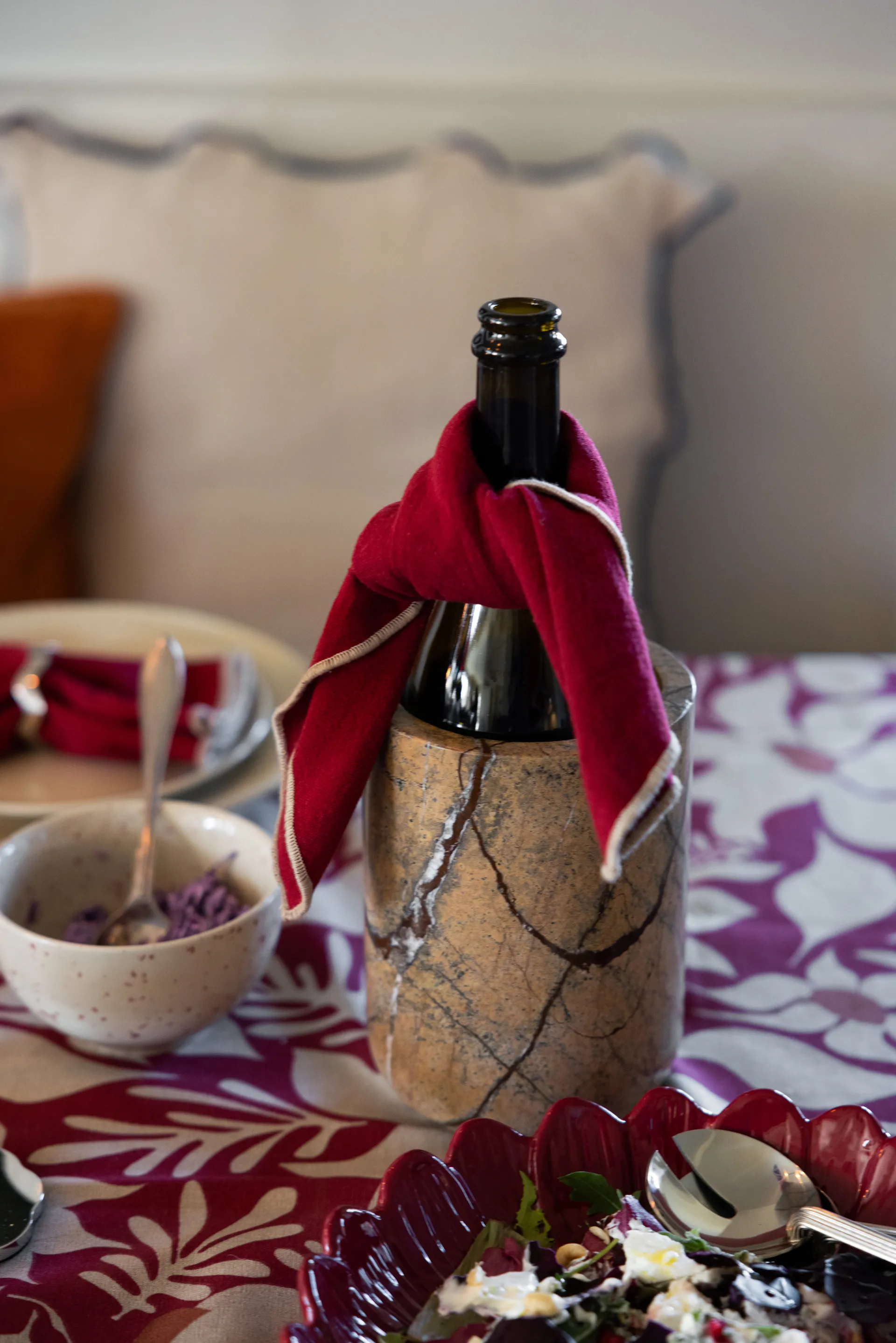 Stone ワインクーラー Ø12.5 cm, Brown forest marble Sagaform | サガフォルム