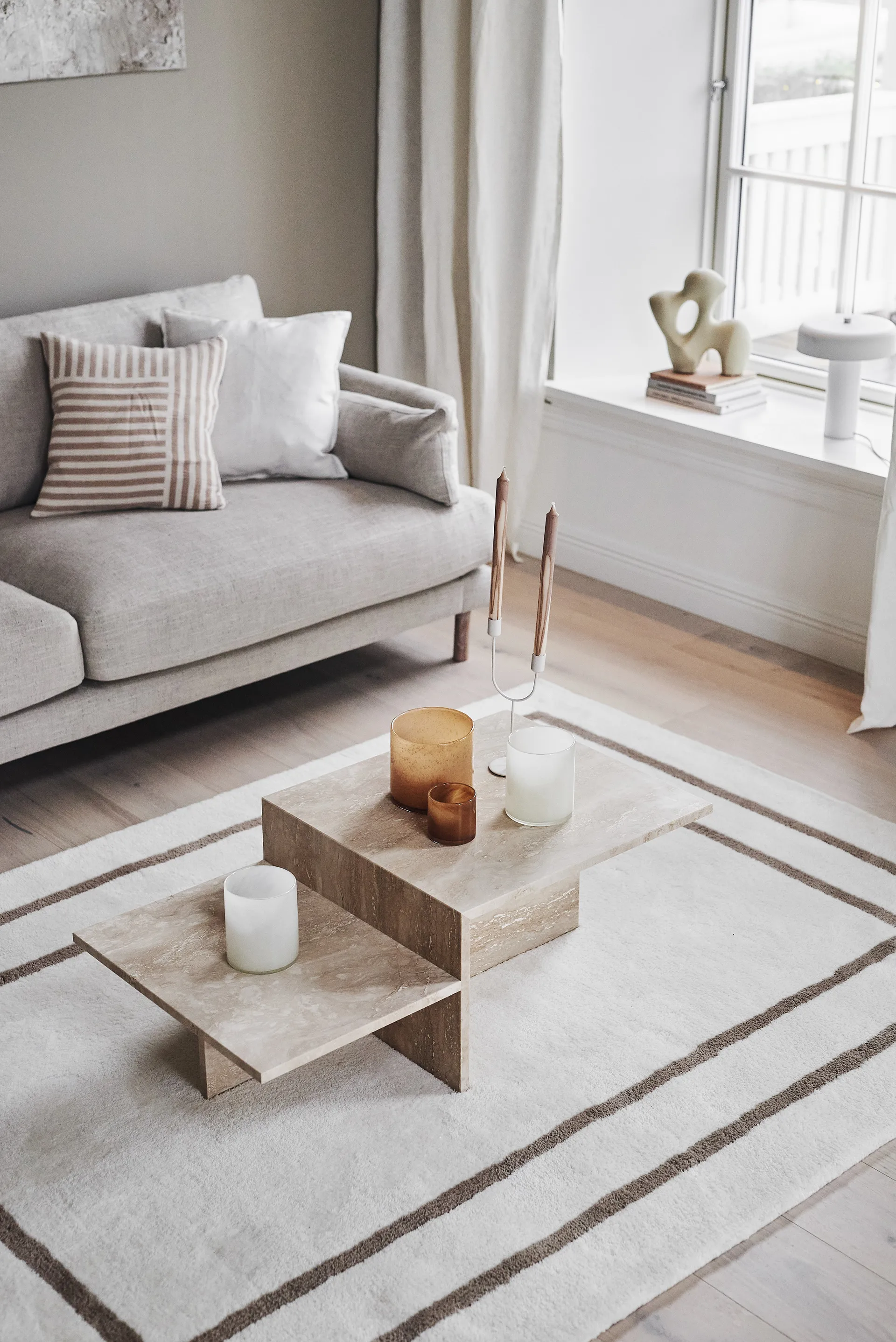 Borders ウールカーペット, White-beige 170x240 cm Scandi Living | スカンジリビング