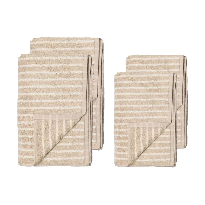 Drift タオルセット 4個 - Beige-White - Scandi Living