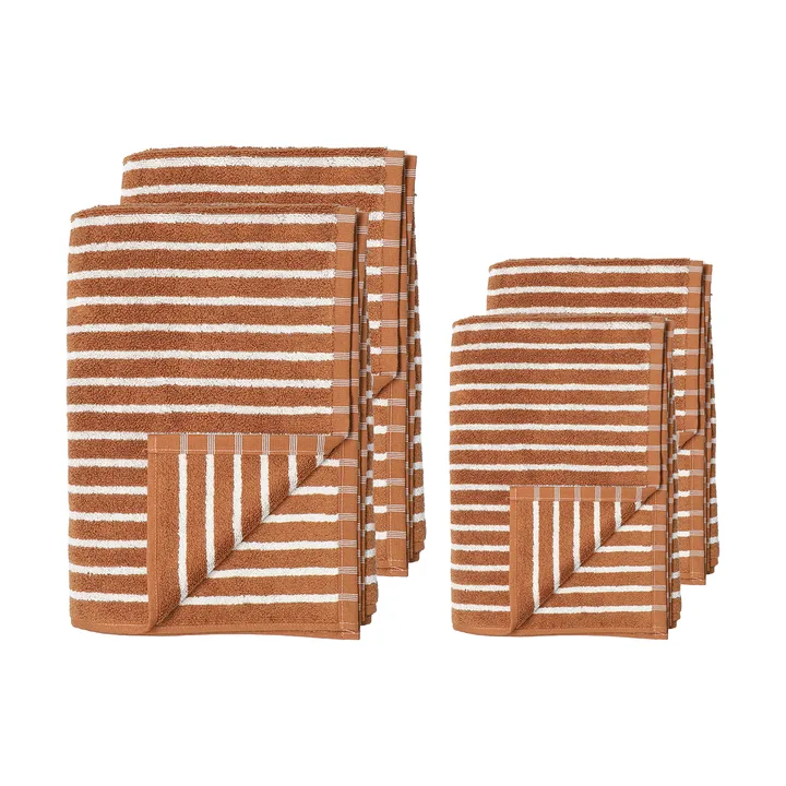 Drift タオルセット 4個 - Brown-White - Scandi Living