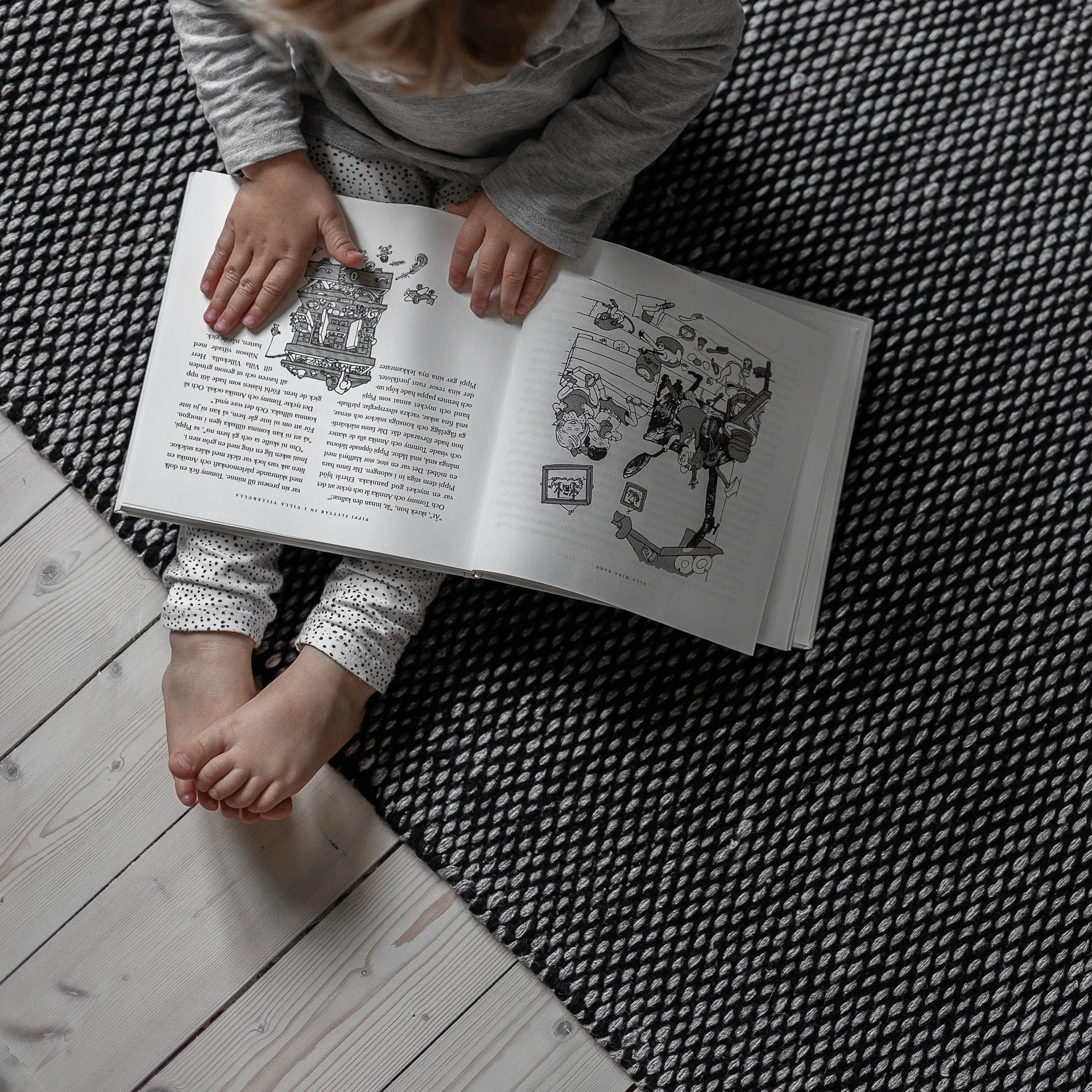 Lea ウールカーペット ブラック, 80x240 cm Scandi Living | スカンジリビング