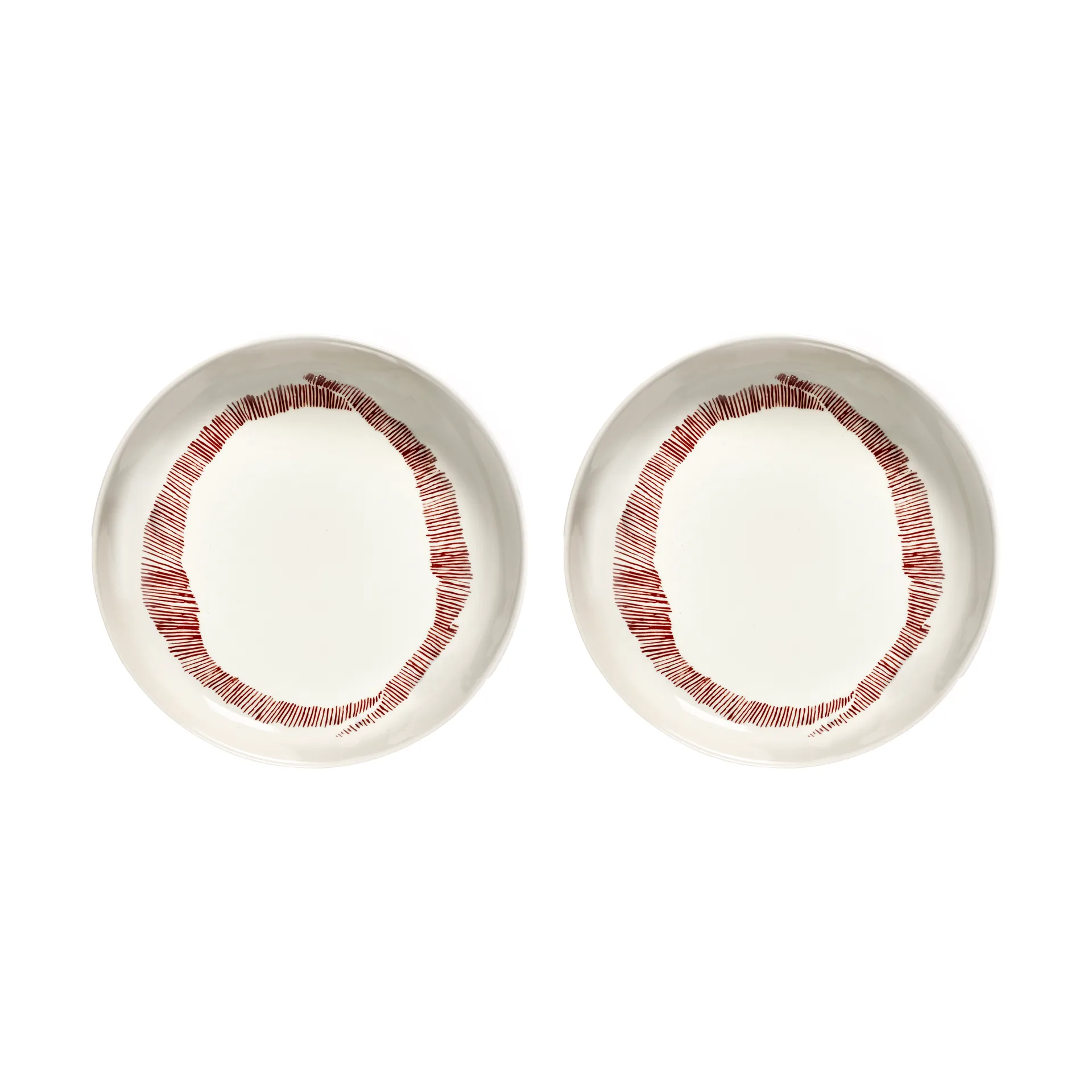 Ottolenghi Feast ディーププレート Ø22 cm 2枚セット, White stripes-red Serax | セラックス