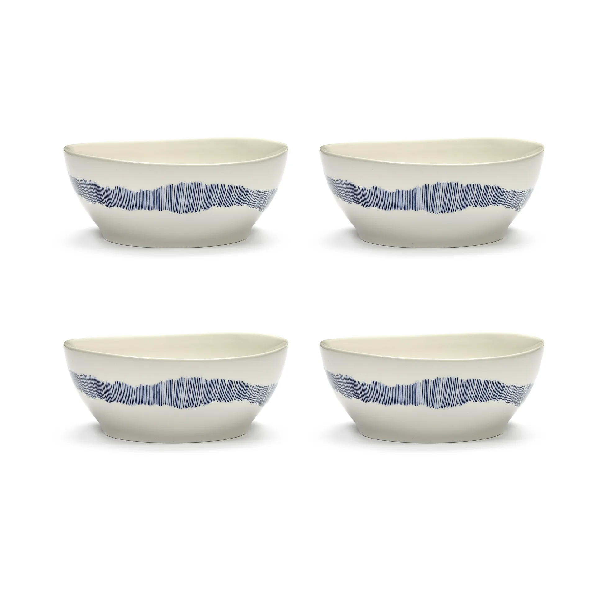 Ottolenghi Feast ボウル L Ø17 cm 4個セット, White-stripes blue Serax | セラックス