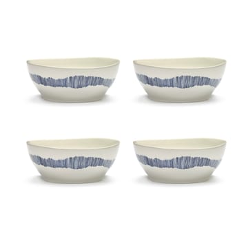 Ottolenghi Feast ボウル L Ø17 cm 4個セット - White-stripes blue - Serax | セラックス