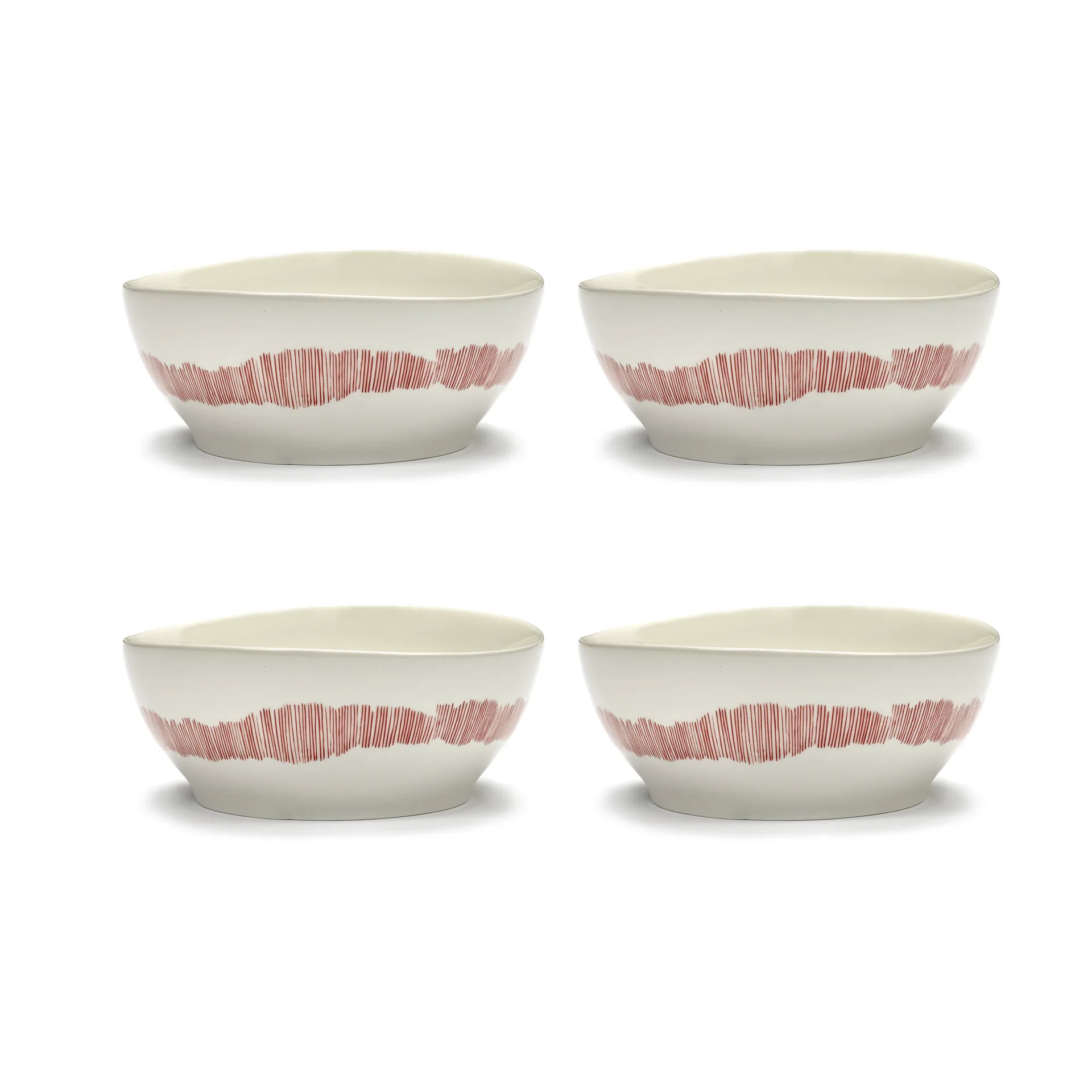 Ottolenghi Feast ボウル L Ø17 cm 4個セット, White stripes-red Serax | セラックス