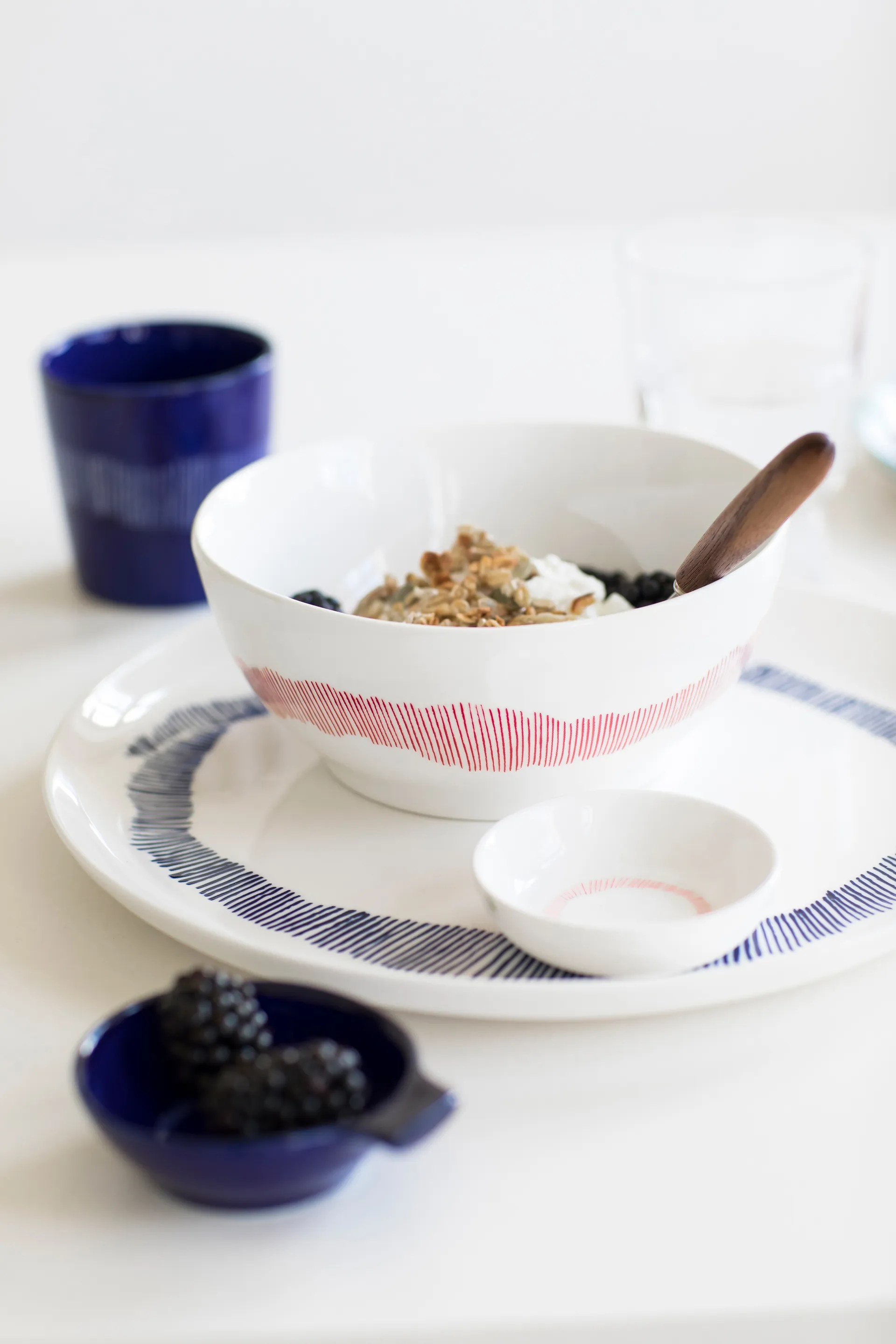 Ottolenghi Feast プレート L Ø26 cm 2枚, White stripes-blue Serax | セラックス