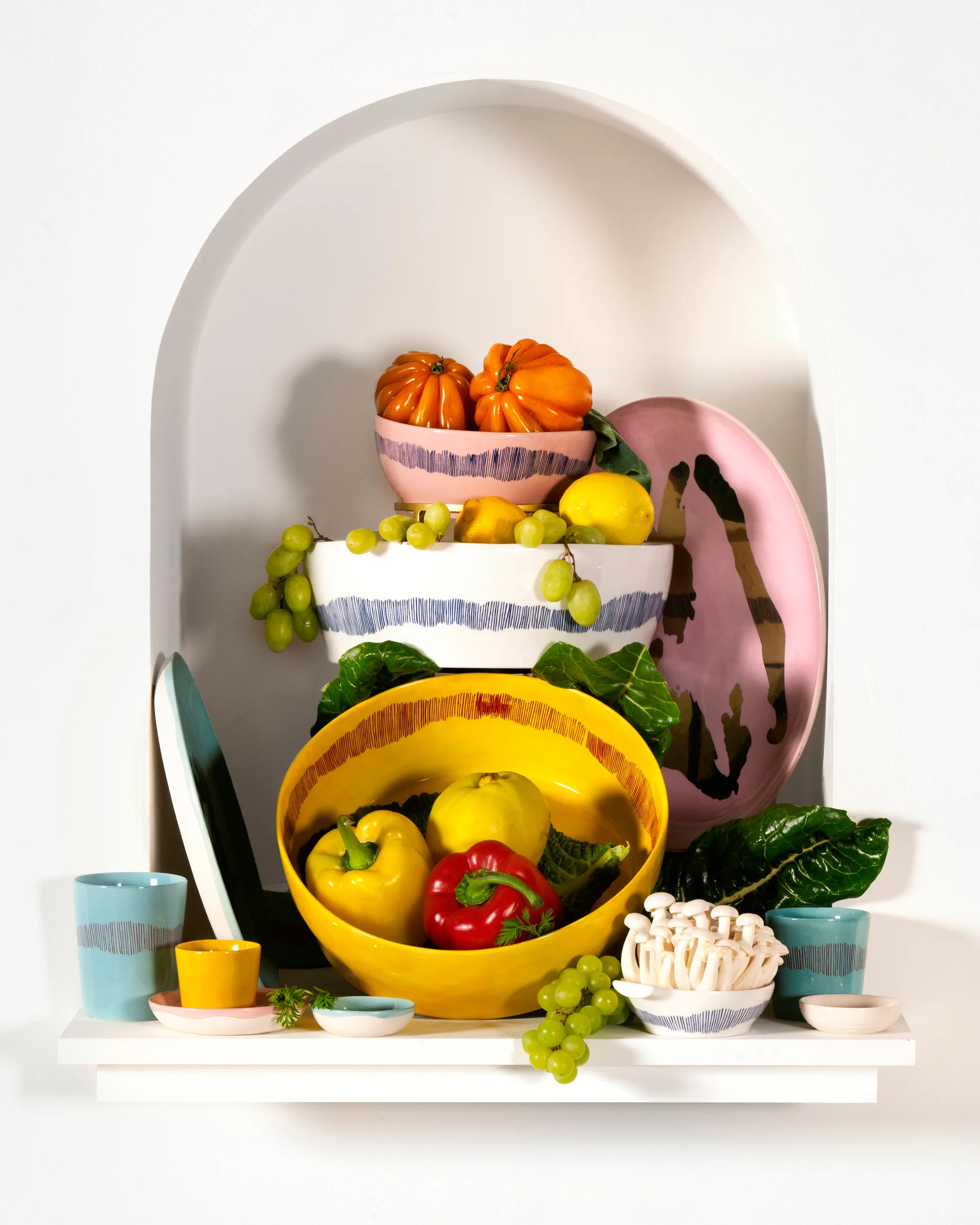 Ottolenghi Feast プレート L Ø26,5 cm 2枚, Yellow stripes-red Serax | セラックス