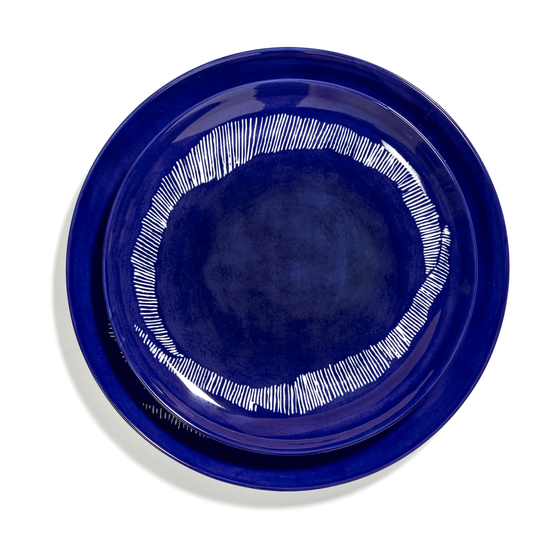 Ottolenghi Feast プレート M Ø22,5 cm 2枚, Dark blue stripes-white Serax | セラックス