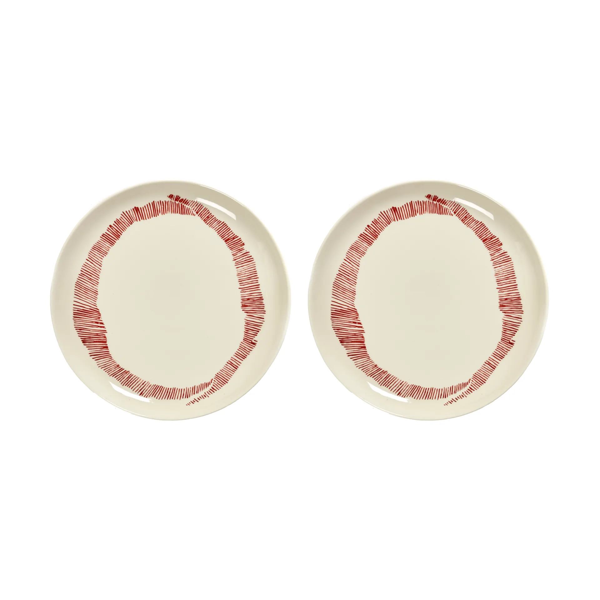 Ottolenghi Feast プレート M Ø22,5 cm 2枚, White stripes-red Serax | セラックス