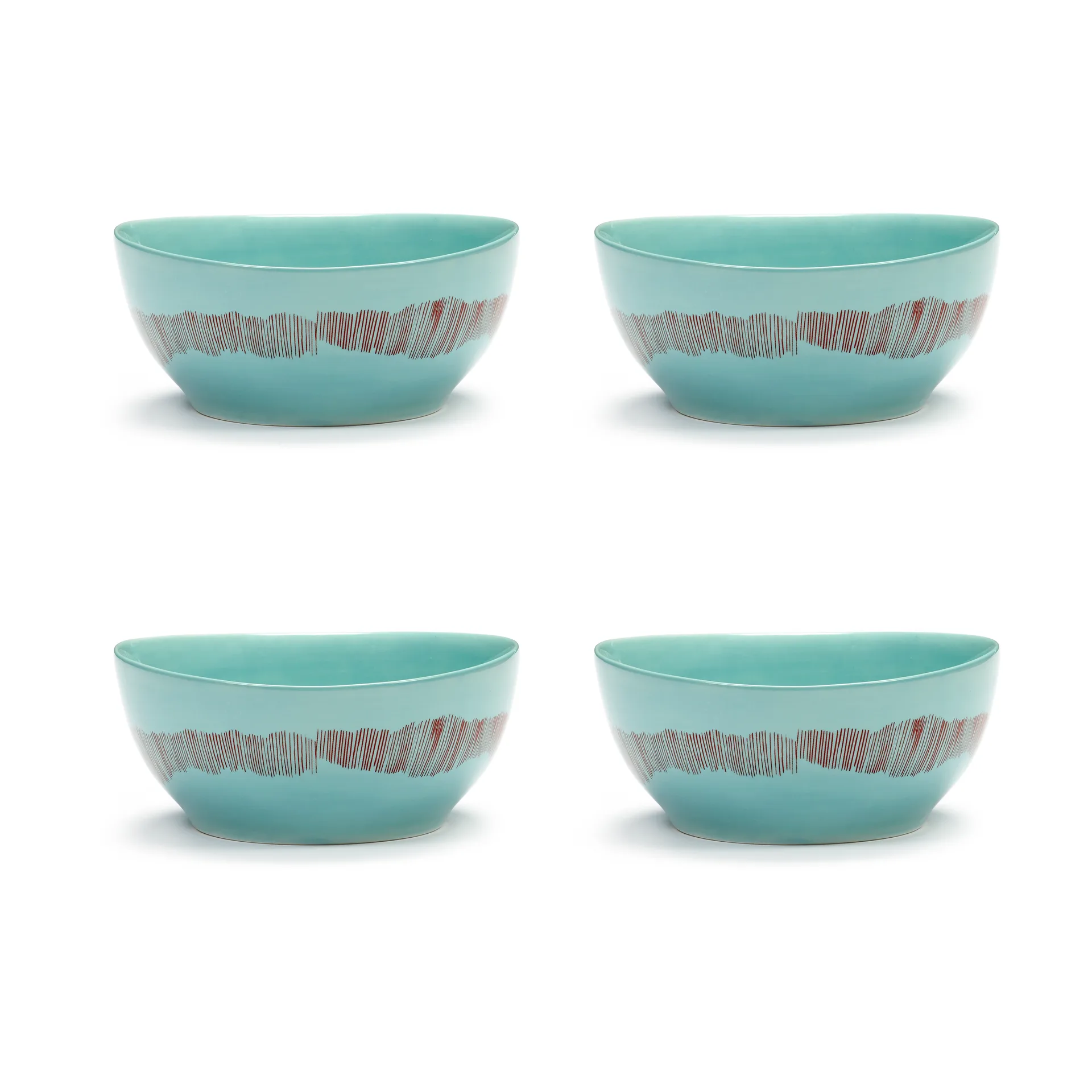 Ottolenghi Feast ボウル S Ø15 cm 4個セット, Azure stripes-red Serax | セラックス