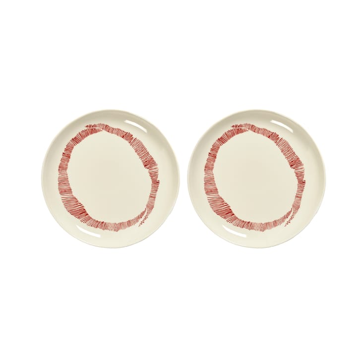 Ottolenghi Feast プレート S Ø19 cm 2枚セット - White stripes-red - Serax | セラックス