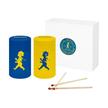 Solstickan マッチ筒 2個セット ギフトボックス入り - Yellow, blue - Solstickan Design