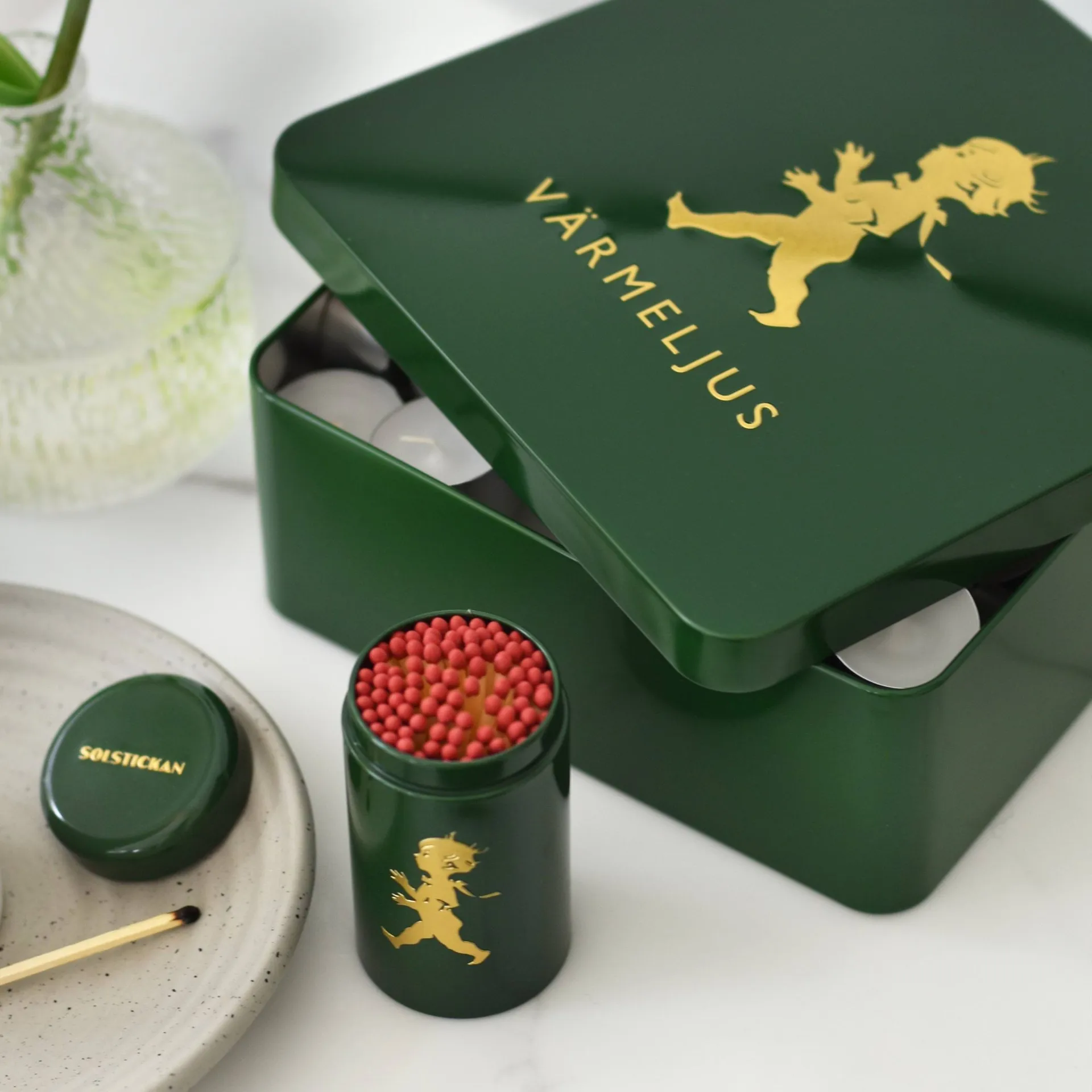 Solstickan ティーライトボックス 21x21 cm, Green-gold Solstickan Design