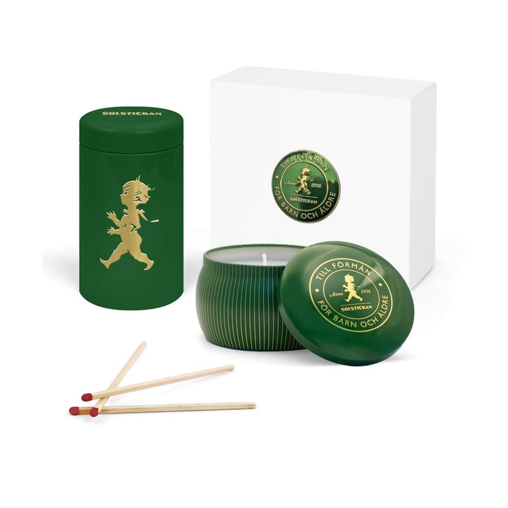 Solstickan ギフトボックス アロマキャンドル + マッチスティックチューブ - Green-scented candle pine forest - Solstickan Design