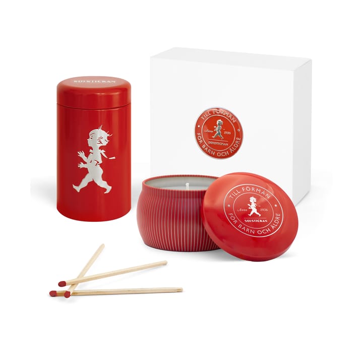 Solstickan ギフトボックス アロマキャンドル + マッチスティックチューブ - Red-scented candle cinnamon & orange - Solstickan Design