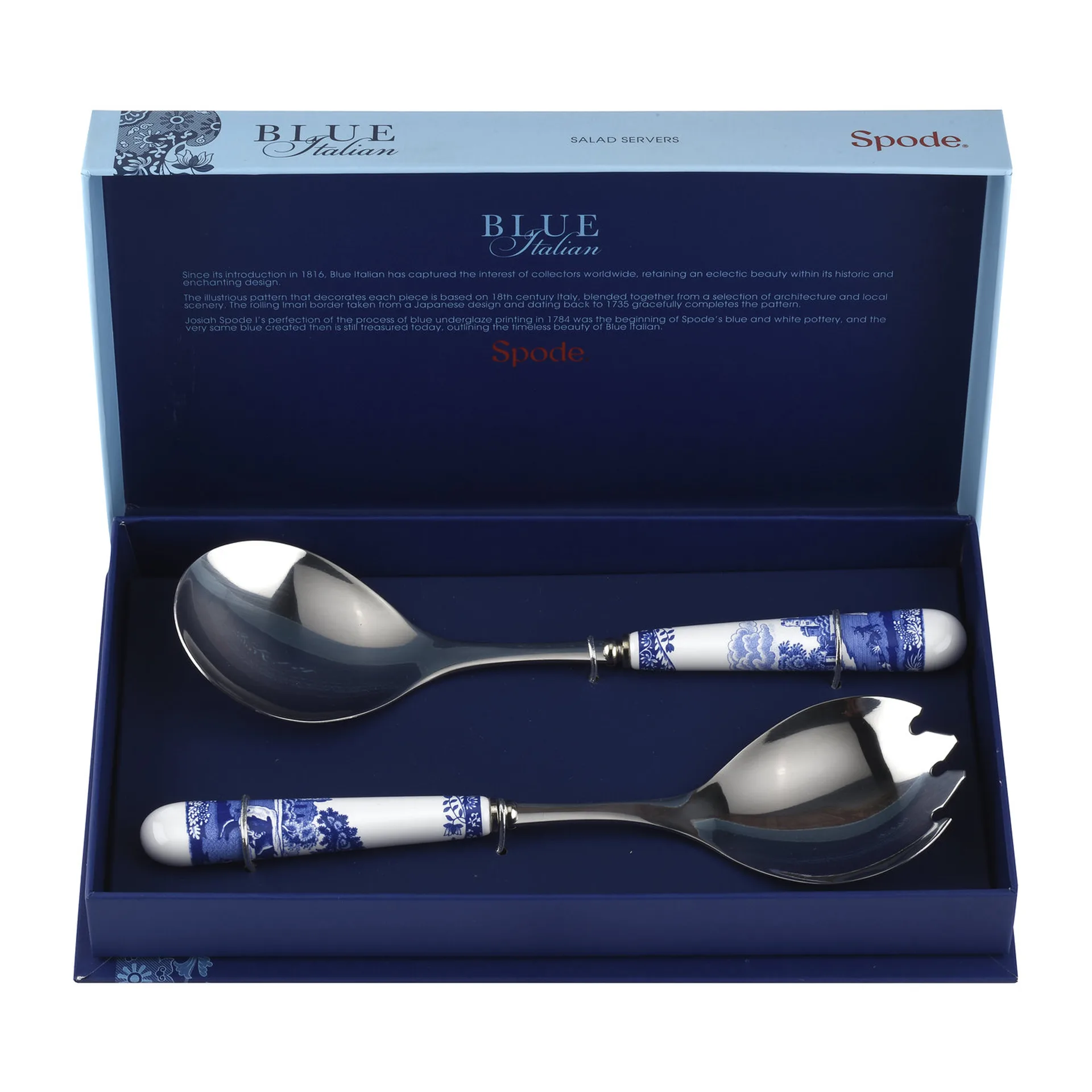 Blue Italian サラダ カトラリー 2ピース, Ceramic-stainless steel Spode | スポード