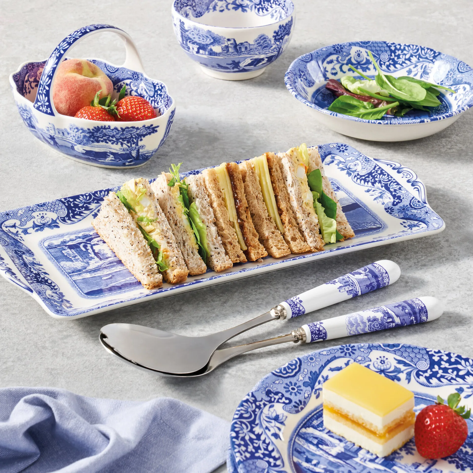 Blue Italian サラダ カトラリー 2ピース, Ceramic-stainless steel Spode | スポード