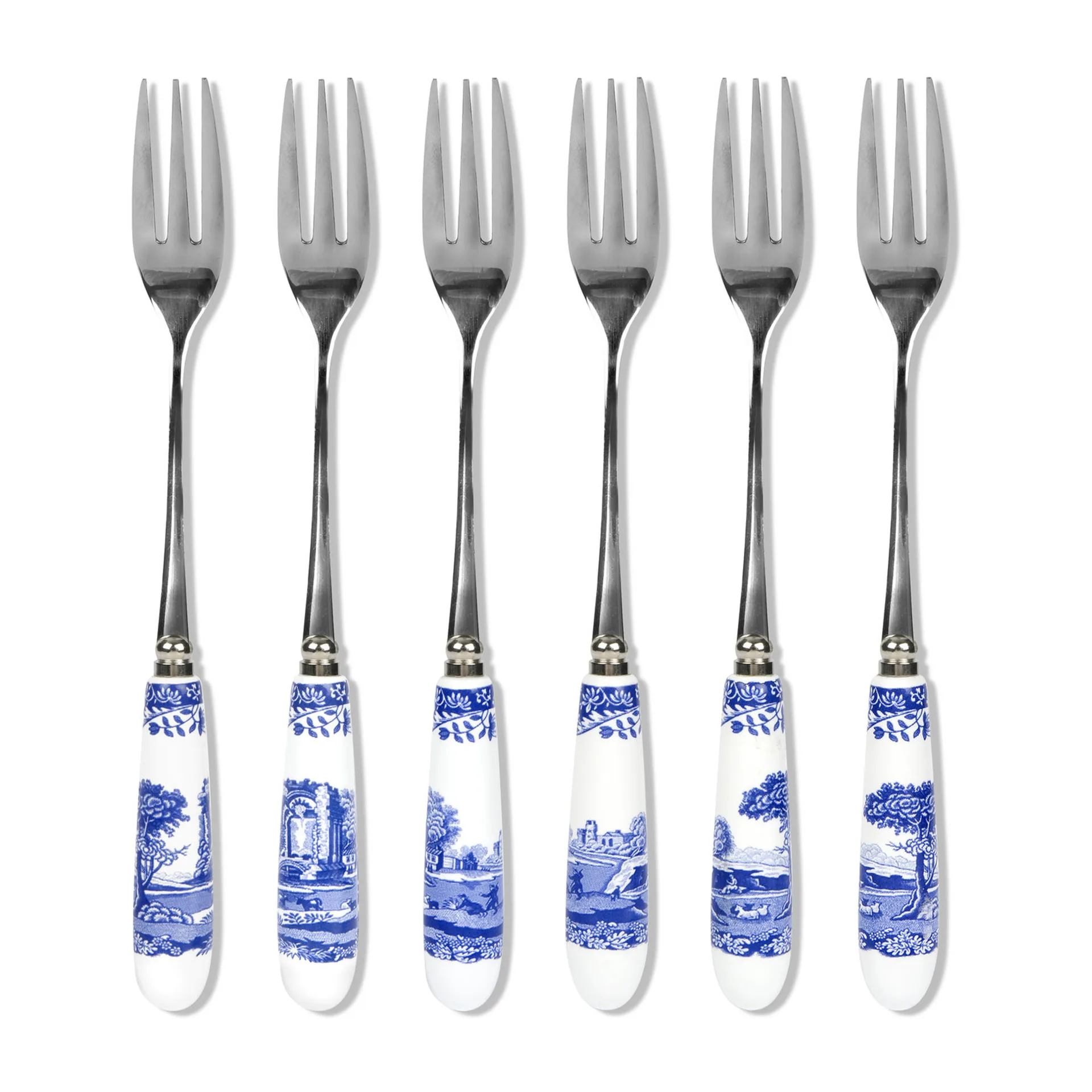 Blue Italian デザート フォーク 6パック, Ceramic-stainless steel Spode | スポード