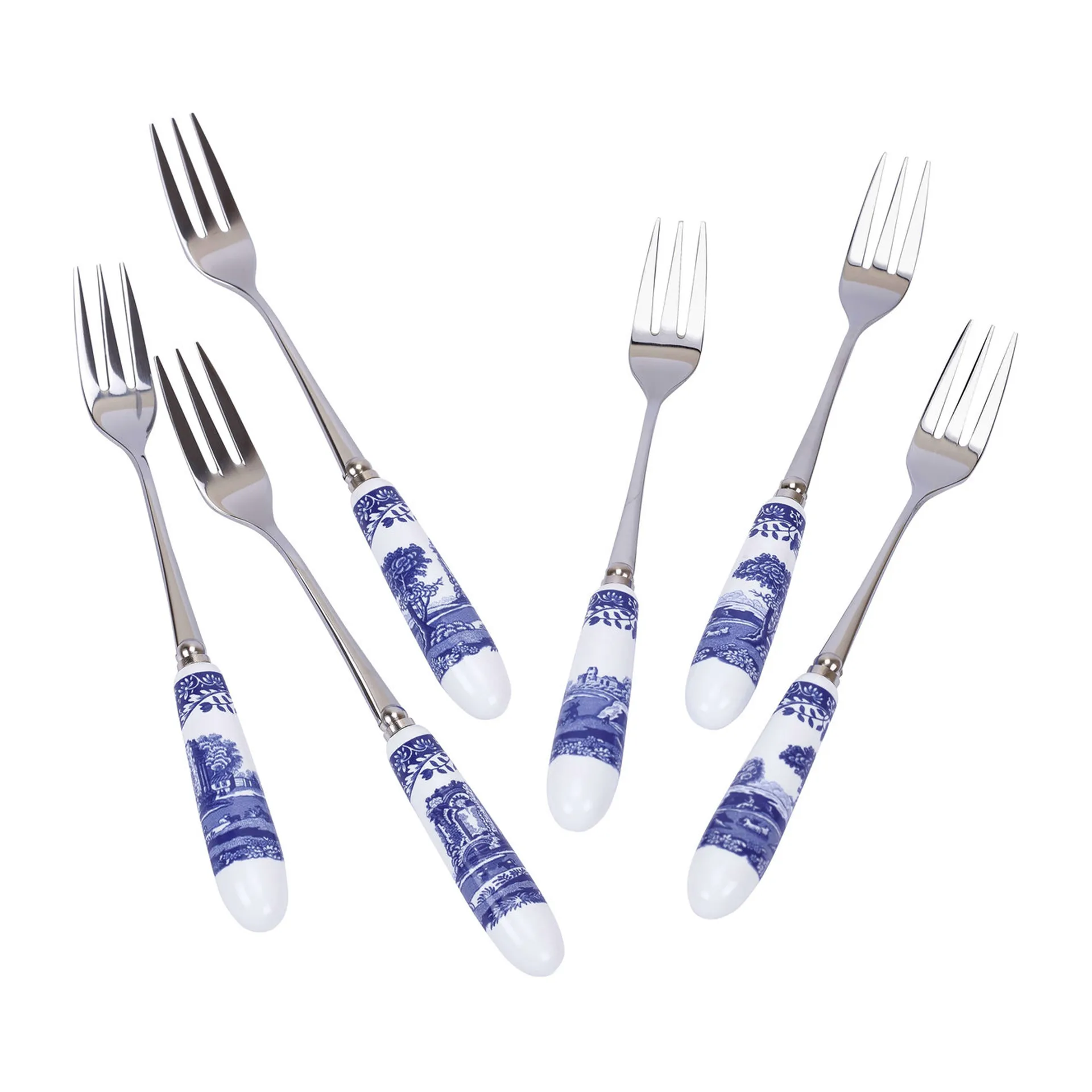 Blue Italian デザート フォーク 6パック, Ceramic-stainless steel Spode | スポード