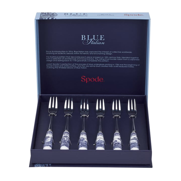 Blue Italian デザート フォーク 6パック, Ceramic-stainless steel Spode | スポード