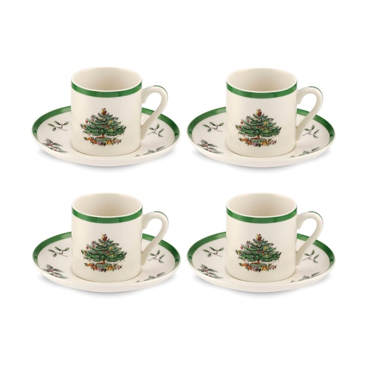 Christmas Tree エスプレッソカップ ＆ソーサー 9 cl 4パック - White-green-red - Spode | スポード