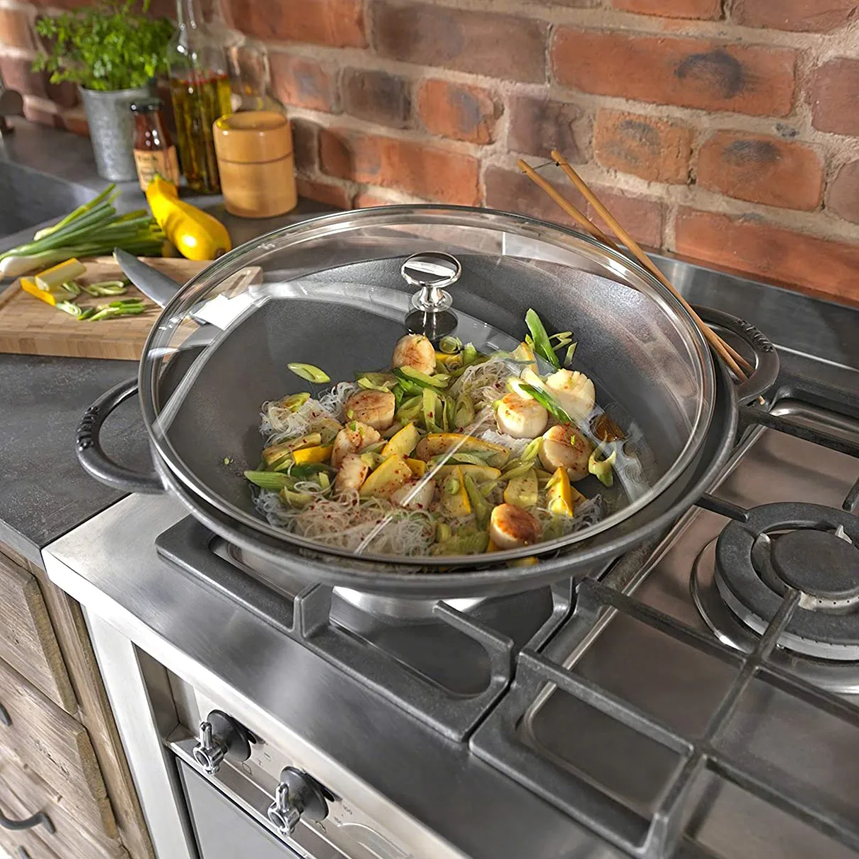 ウォック ガラス蓋付 Ø37 cm 5.7 L, grey STAUB | ストウブ