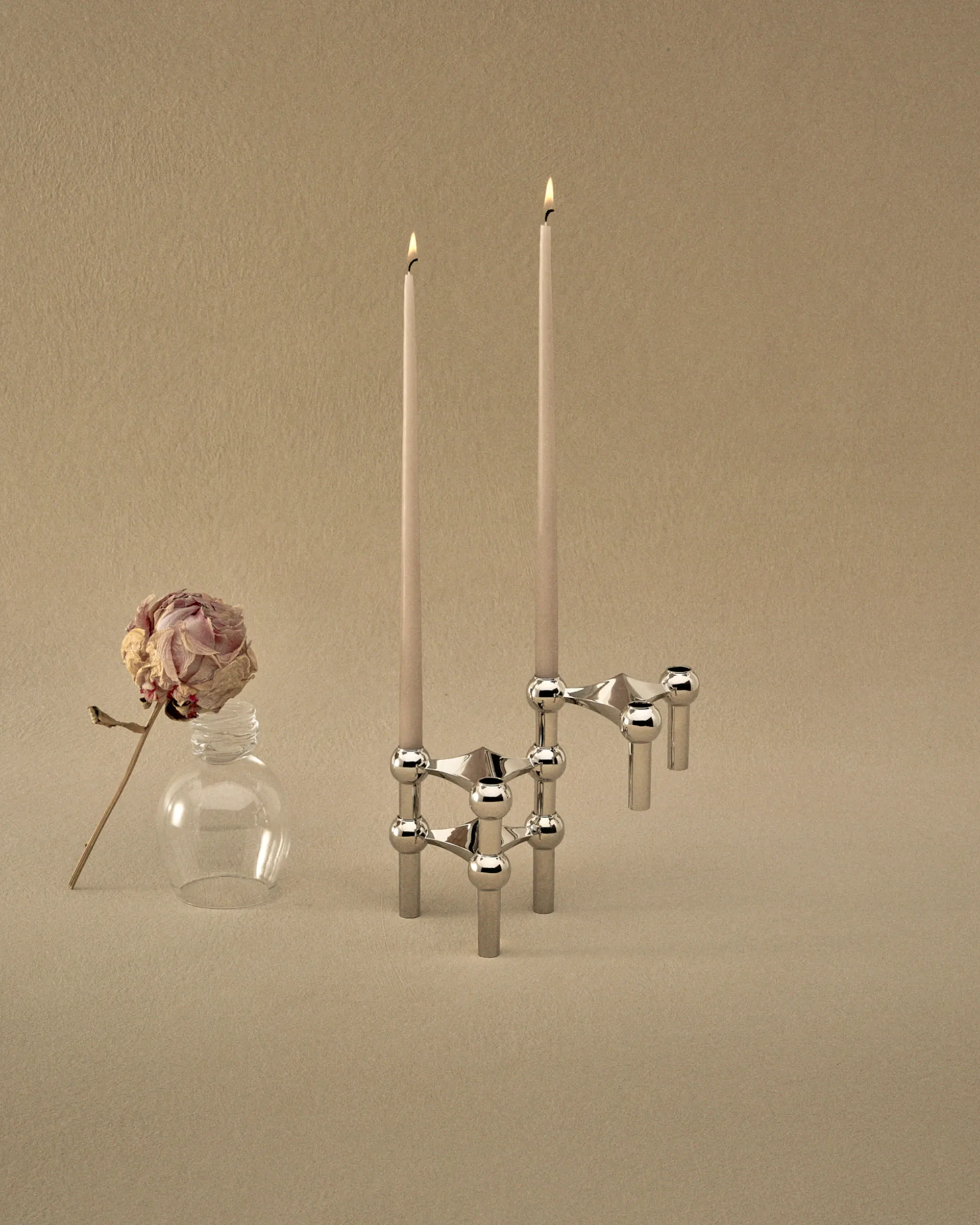 STOFF Nagel キャンドルホルダー 3個, chromium STOFF Nagel