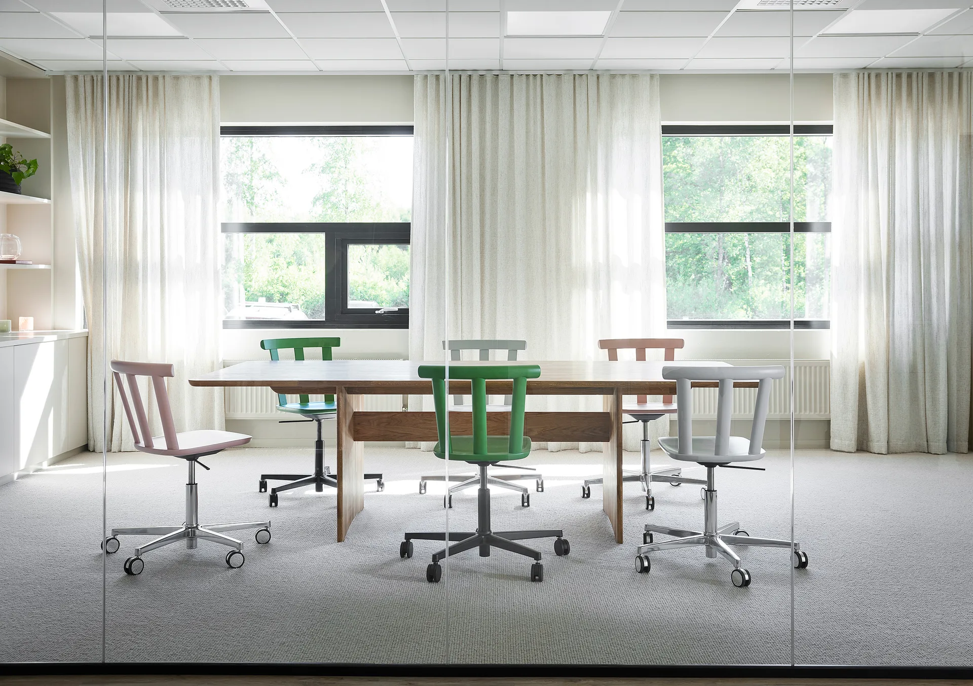 Alt チェア 回転ベース 布張りシート バーチ, Hallingdal 65-103 grey/beige-white 21 Stolab