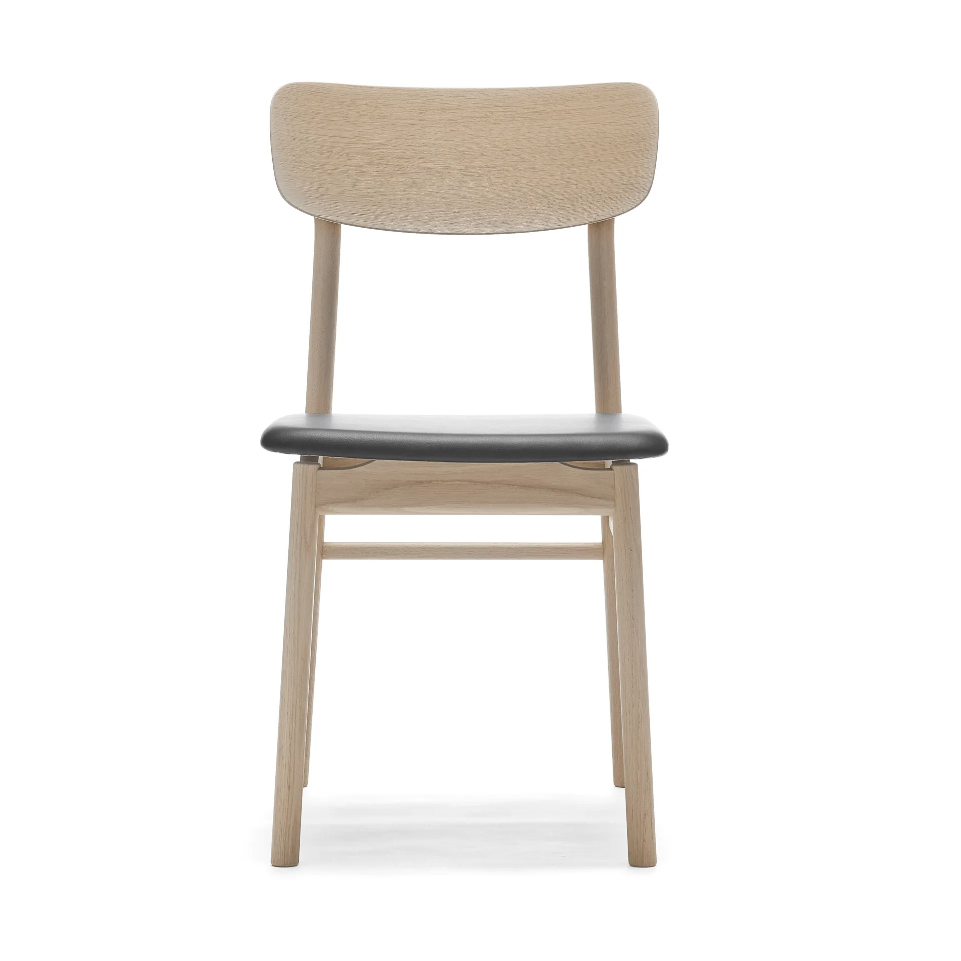 Prima Vista チェア light matte lacquered oak, Leather Elmosoft 99001 black Stolab