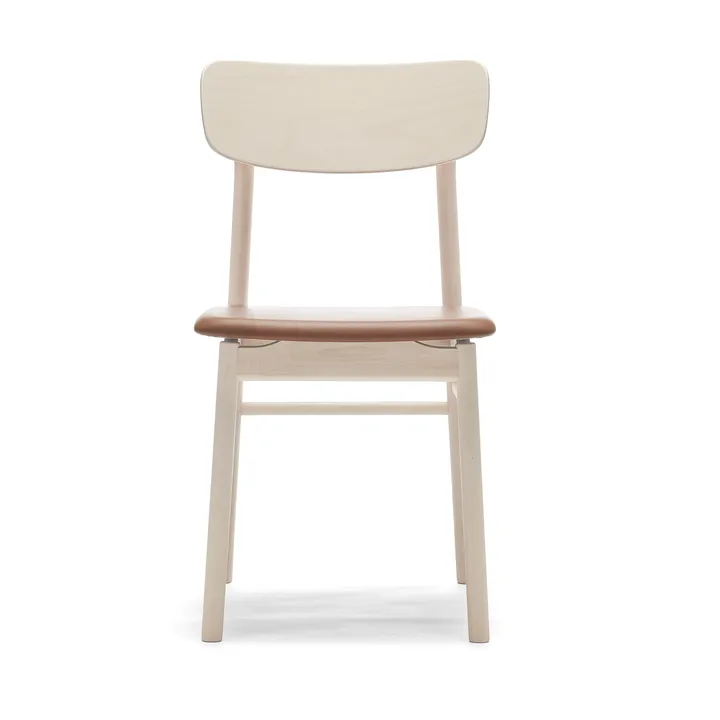 Prima Vista チェア white-oiled birch - Leather Elmosoft 43807 cognac - Stolab