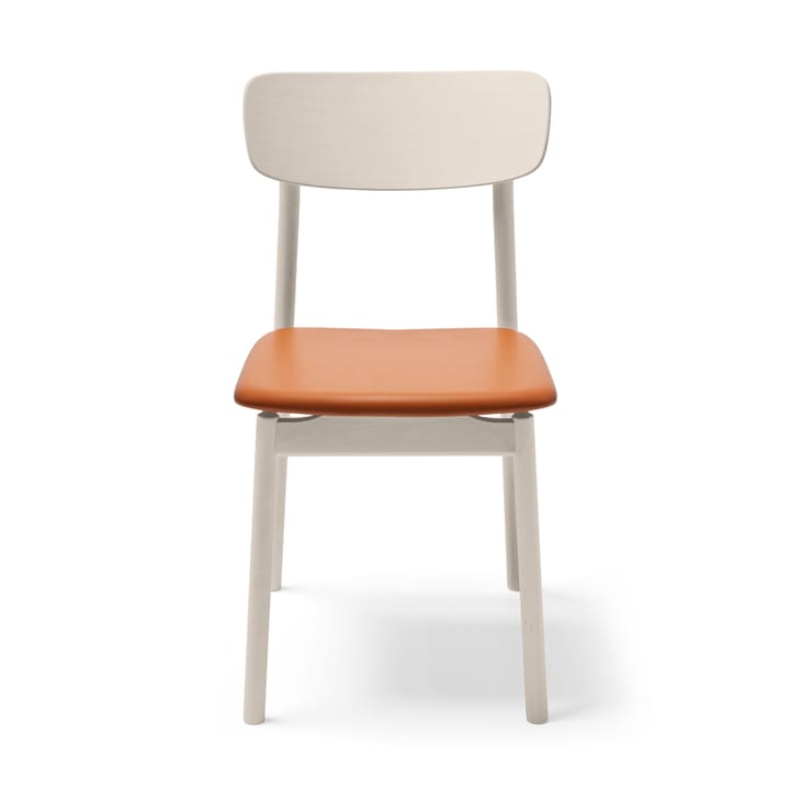 Prima Vista チェア white-oiled birch - Leather elmotique 43807 cognac - Stolab