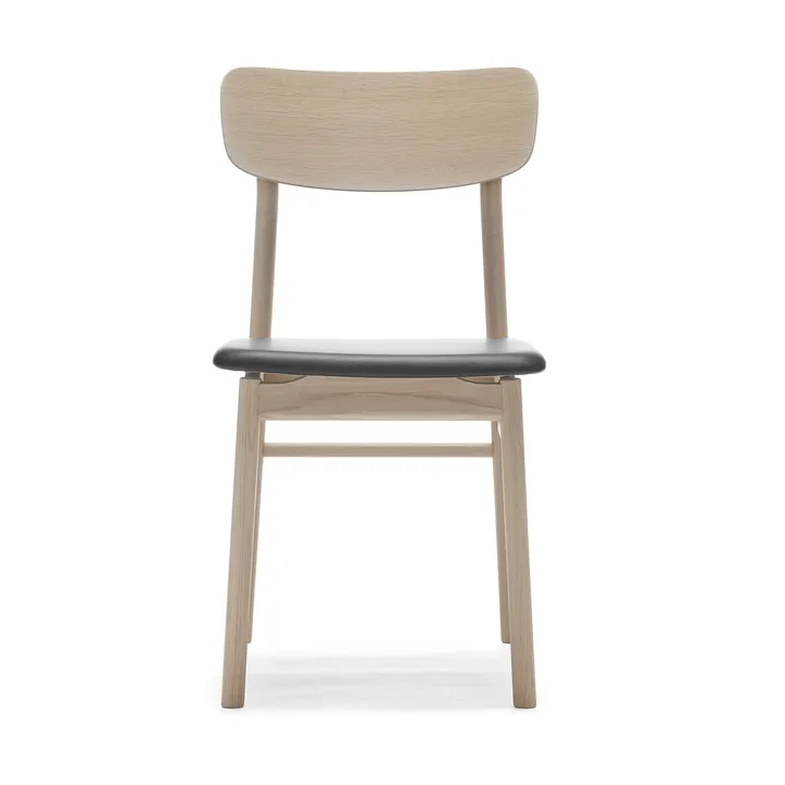 Prima Vista チェア white-oiled oak - Leather Elmosoft 99001 black - Stolab