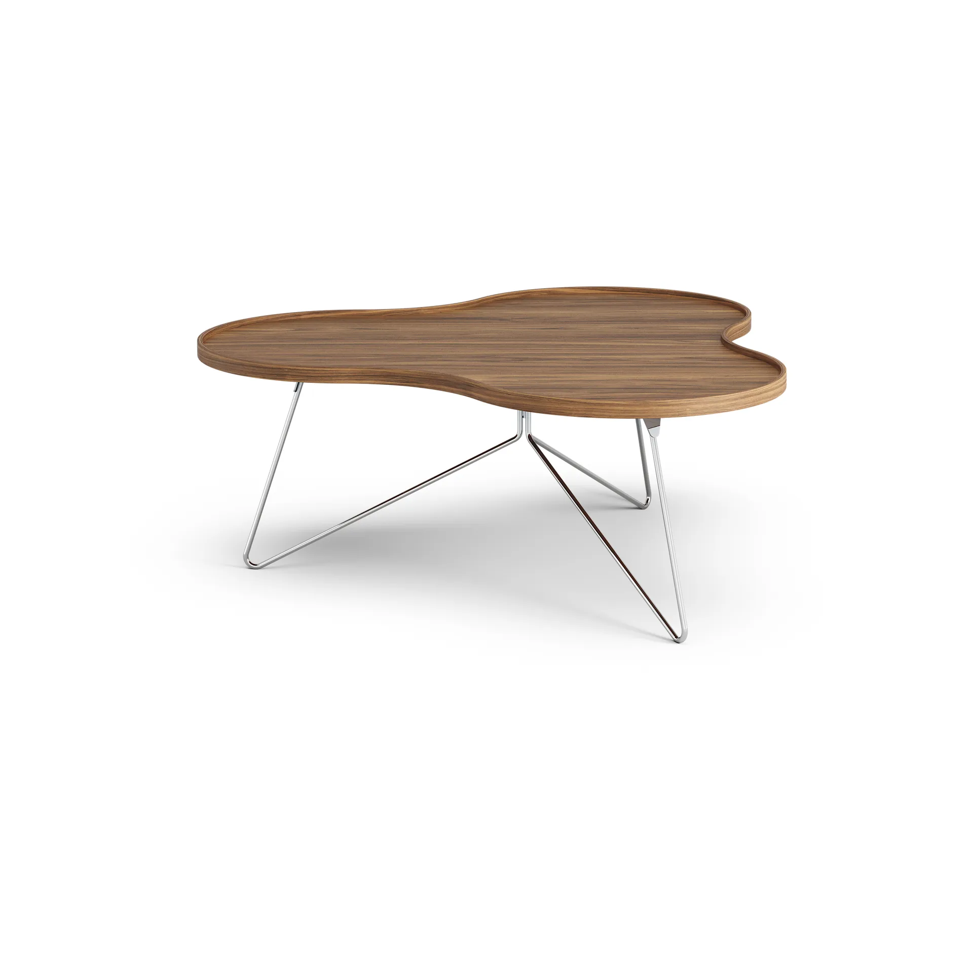 Flower モノ テーブル スペシャルエディション 107x114 cm, H45 cm-lacquered walnut-chromed steel Swedese